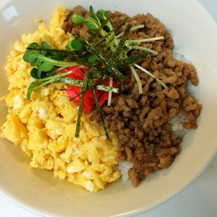 豚ひき肉で冷めてもおいしい☆そぼろ丼